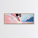 Pink Dress, Mountains, Canvas Print, Romantic Wall Art, Minimalist Painting, Bedroom Decor, Feminine Art, Modern Home Aesthetic
