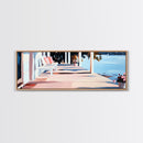 Lakeside Porch, Cozy Home Art, Summer House Aesthetic, Rustic Elegance, Pink and Blue Decor, Warm Vibes, Canvas Print, Relaxing View