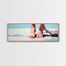 Barefoot Beach, coastal boho wall art, summer relaxation print, modern ocean decor, minimalist nature artwork, framed canvas print