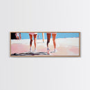Walking On Sand, Beach Art, Summer Aesthetic, Coastal Canvas Print, Living Room Wall Art, Minimalist Art, Pastel Home Decor