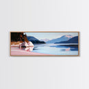 Mountain Lake, Nature Wall Art, Office Decor, Framed Canvas Print, Tranquil Landscape, Minimalist Artwork, Neutral Home Aesthetic