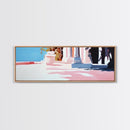 Mediterranean Villa, Sunlit Terrace, Minimalist Landscape, Canvas Print, Living Room Wall Art, Soft Pastels, Modern Architecture Decor