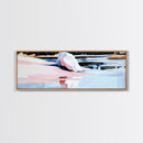 Pink Water Landscape, Tranquil Beach Art, Ocean Reflection, Modern Boho Decor, Bedroom Wall Art, Coastal Print, Framed Canvas Print