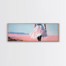 Flowing Dress, Beach Walk, Pastel Aesthetic, Dreamy Art, Canvas Print, Bedroom Wall Art, Feminine Home Decor, Soft Colors