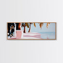 Palm Beach, Tropical Oasis, Ocean View, Framed Canvas Print, Boho Wall Art, Bedroom Decor, Coastal Aesthetic, Minimalist Art