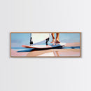 Surfboard Reflections, Beach Vibes, Modern Coastal Art, Surfing Aesthetic, Boho Home Decor, Framed Canvas Print, Watercolor Inspired
