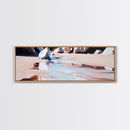 River Rocks, Water Reflection, Nature Landscape, Framed Canvas Print, Earthy Wall Art, Minimalist Zen Painting, Calming Home Decor