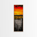 Sunset Fence, Fiery Sky, Bold Colors, Canvas Print, Western Landscape, Rustic Home Decor, Ranch Wall Art, Farmhouse Living Room