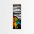Vibrant Hillside, Ocean Coastline, Bold Color Landscape, Modern Impressionism, Unique Home Decor, Framed Canvas Print
