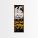 Snowy Peaks, Fall Meadow, Framed Canvas Print, Rustic Landscape Art, Mountain Decor, Cozy Cabin Art, Nature Art, Dining Room Decor