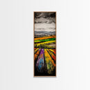 Vibrant Field Landscape, Autumn Farm Painting, Rustic Countryside Decor, Farmhouse Wall Art, Nature Artwork, Framed Canvas Print