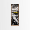 Dramatic Seascape, Stormy Ocean Art, Coastal Painting, Black and White Art, Monochrome Home Decor, Canvas Print, Living Room Accent