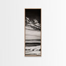 Ocean Horizon, Black and White, Cloudy Sky, Canvas Print, Coastal Wall Art, Minimalist Seascape, Modern Living Room Decor, Nautical Art