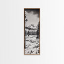Winter Landscape, Snowy Mountains, Canvas Print, Black and White Photography, Rustic Home Decor, Cozy Cabin Wall Art, Nature Photography