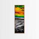 Vibrant, Sunset, Beach, Framed Canvas Print, Colorful Seascape, Tropical Wall Art, Sunset Painting, Living Room Decor, Ocean Art