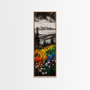 Vibrant Landscape, Mountain View, Wildflower Meadow, Framed Canvas Print, Nature Art, Cabin Decor, Rustic Wall Art, Living Room Wall Art