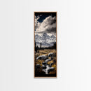 Snowy Mountains, Dramatic Sky, Wilderness Scene, Framed Canvas Print, Rustic Wall Art, Cabin Decor, Nature Inspired Artwork