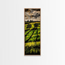 Rolling Fields, Nature Painting, Green Landscape, Framed Canvas Print, Country Wall Art, Rustic Decor, Cozy Living Room Artwork