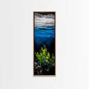 Deep Sea, Blue Water, Ocean Waves, Underwater Scene, Framed Canvas Print, Nautical Wall Art, Bathroom Art, Coastal Home Decor