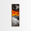 Volcanic Sunset, Fiery Sky, Abstract Mountain, Dramatic Art, Framed Canvas Print, Statement Wall Art, Bold Living Room Decor