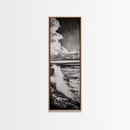 Ocean Power, Wave Crash, Coastal Landscape, Dramatic Seascape, Framed Canvas Print, Black and White Wall Art, Beach House Decor