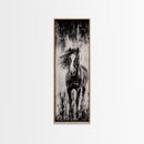 Running Horse, Black and White Art, Western Wall Art, Rustic Home Decor, Equestrian Canvas Print, Large Wall Art, Office Decor