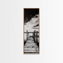 Wooden Dock, Black and White Lake Art, Rustic Cabin Wall Decor, Peaceful Waterfront Scene, Minimalist Landscape, Canvas Print