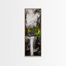 Waterfall Scene, Mountain Landscape, Abstract Nature Art, Canvas Print, Wilderness Wall Art, Green Yellow Decor, Adventure Home Decor