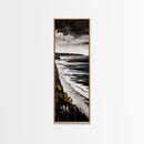 Monochrome Coast, Black and White Seascape, Framed Canvas Print, Beach House Art, Minimalist Landscape, Living Room Wall Art
