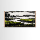 Misty Marsh, Green Landscape, Nature Lover Art, Framed Canvas Print, Serene Wall Art, Living Room Art, Minimalist Decor