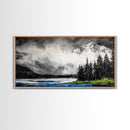 Snowy Mountains, Misty, Forest, Black and White, Canvas Print, Rustic Cabin Decor, Winter Wall Art, Nature Home Decor, Living Room Art