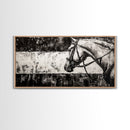 Monochrome Horse, Equestrian Wall Art, Canvas Print, Rustic Black and White Painting, Farmhouse Wall Decor, Western Wall Art