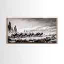 Elk, Wildlife, Mountain, Framed Canvas Print, Rustic Lodge Art, Winter Nature Scene, Cabin Wall Decor, Hunting Artwork, Western Aesthetic