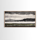 Misty Mountains, Black and White Art, Foggy Landscape, Canvas Print, Nature Wall Art, Minimalist Artwork, Bedroom Wall Decor
