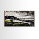 Coastal Landscape, Ocean View, Black and White Beach Art, Canvas Print, Seaside Home Decor, Nautical Wall Art, Office Artwork