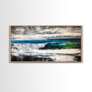 Ocean Waves, Blue and Green, Framed Canvas Print, Beach House Decor, Nautical Wall Art, Large Wall Art, Coastal Living, Modern Seascape