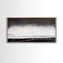 Foggy Ocean, Misty Beach, Black and White Minimalist, Canvas Print, Modern Wall Art, Bedroom Decor, Neutral Tones, Serene Seascape
