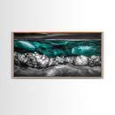 Ocean Depths, Abstract Water, Teal and Black, Framed Canvas Print, Coastal Decor, Modern Wall Art, Living Room Accent, Textured Painting