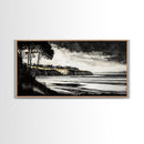 Black White, Coastal Cliffs, Seascape, Large Canvas Print, Ocean Wall Art, Modern Landscape, Minimalist Painting, Nautical Home Decor