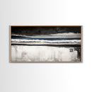 Stormy Beach, Coastal Landscape, Black and White Ocean Art, Moody Seascape, Nautical Home Decor, Modern Minimalist Art, Canvas Print