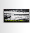 Stormy Coast, Ocean Waves, Black and White Seascape, Coastal Home Decor, Nautical Art, Living Room Wall Art, Canvas Print