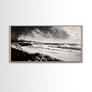Stormy Ocean, Black and White Canvas Print, Coastal Wall Art, Dramatic Seascape Painting, Nautical Home Decor, Living Room Statement