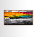 Colorful Wave, Tropical Sunset, Surf Art, Canvas Print, Beach Wall Art, Coastal Decor, Vibrant Ocean Painting, Framed Canvas Print, Large Wall Art