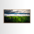 Ocean Waves, Beach Grass, Coastal Landscape, Serene Wall Art, Nature Inspired Home Decor, Framed Canvas Print, Living Room Art