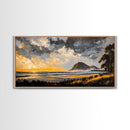 Sunset Beach, Golden Hour, Seaside Landscape, Canvas Print, Coastal Home Decor, Serene Ocean Art, Bedroom Wall Decor, Contemporary Art