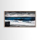 Ocean Waves, Moody, Blue, Coastal, Framed Canvas Print, Seascape Painting, Beach House Decor, Nautical Wall Art, Large Wall Art