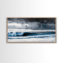 Stormy Ocean, Dramatic Seascape, Blue Waves, Coastal Decor, Moody Beach Art, Modern Wall Decor, Large Statement, Framed Canvas Print