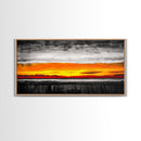 Fiery Sunset, Dramatic Sky, Abstract Landscape, Bold Colors, Modern Expressionism, Vibrant Wall Decor, Warm Tones, Framed Canvas Print