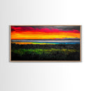 Colorful Sunset, Ocean Horizon, Bright Abstract, Vibrant Beach Art, Contemporary Landscape, Statement Piece, Canvas Print