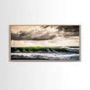 Green Wave, Stormy Ocean, Dramatic Canvas Print, Coastal Wall Art, Surfing Art, Minimalist Waves, Office Decor, Modern Seascape